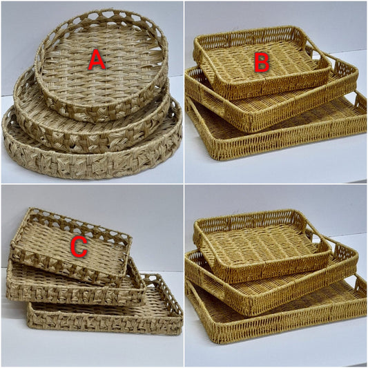 Rattan Tray Kenya – Rustic Decorative Serving Tray with Handles