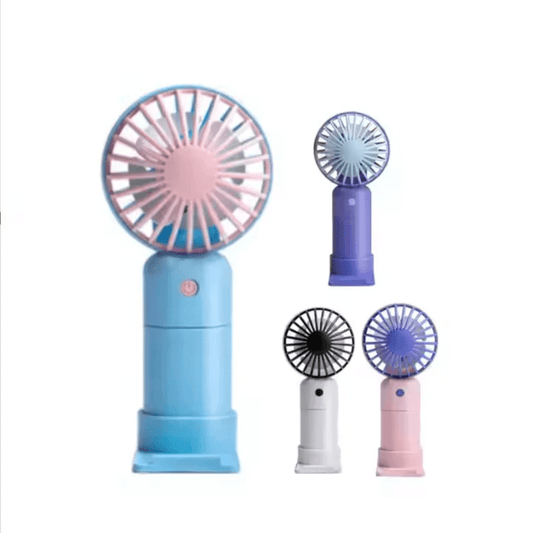 RECHARGEABLE PORTABLE HANDHELD FAN WITH STAND BASE | - Elegant Households KE