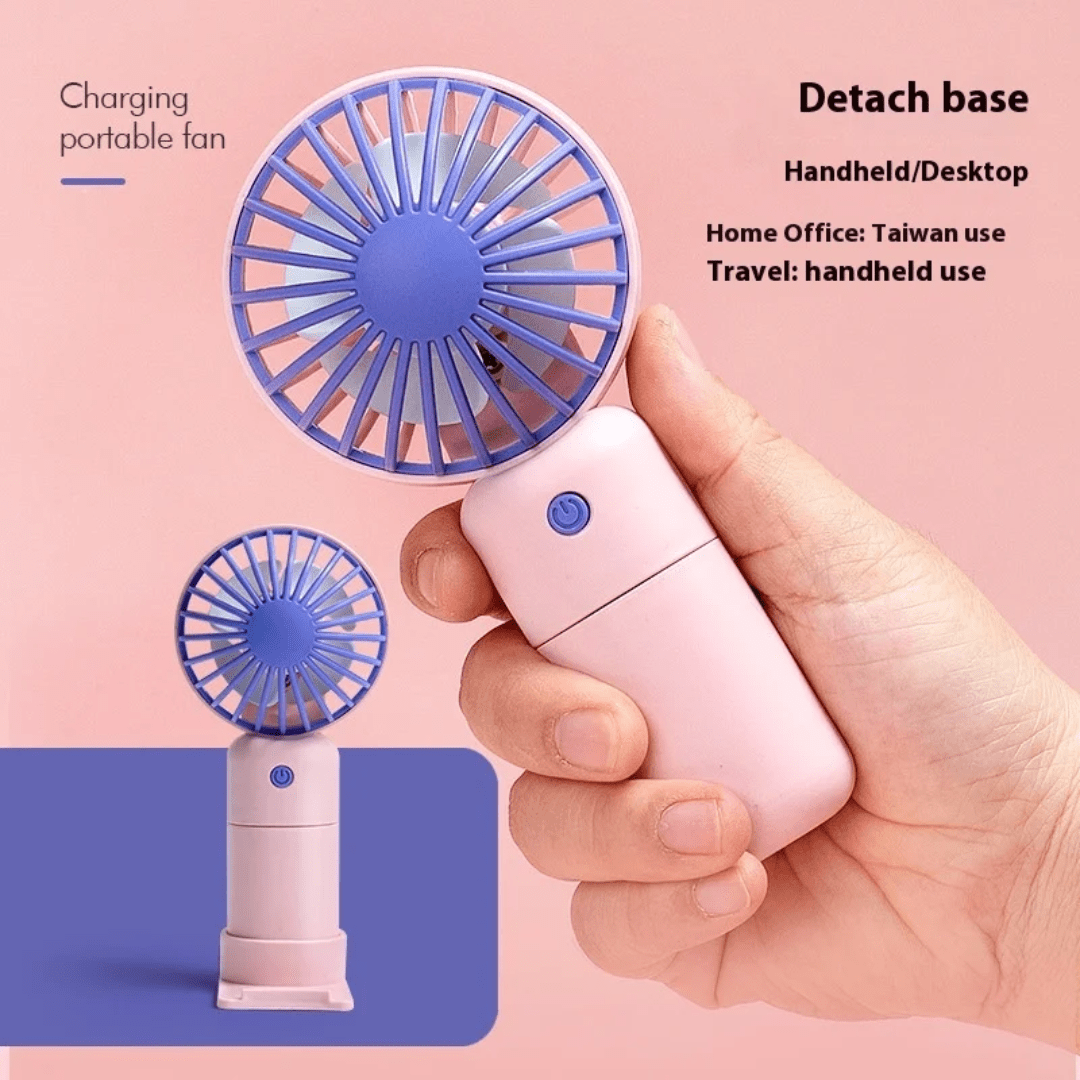 RECHARGEABLE PORTABLE HANDHELD FAN WITH STAND BASE | - Elegant Households KE