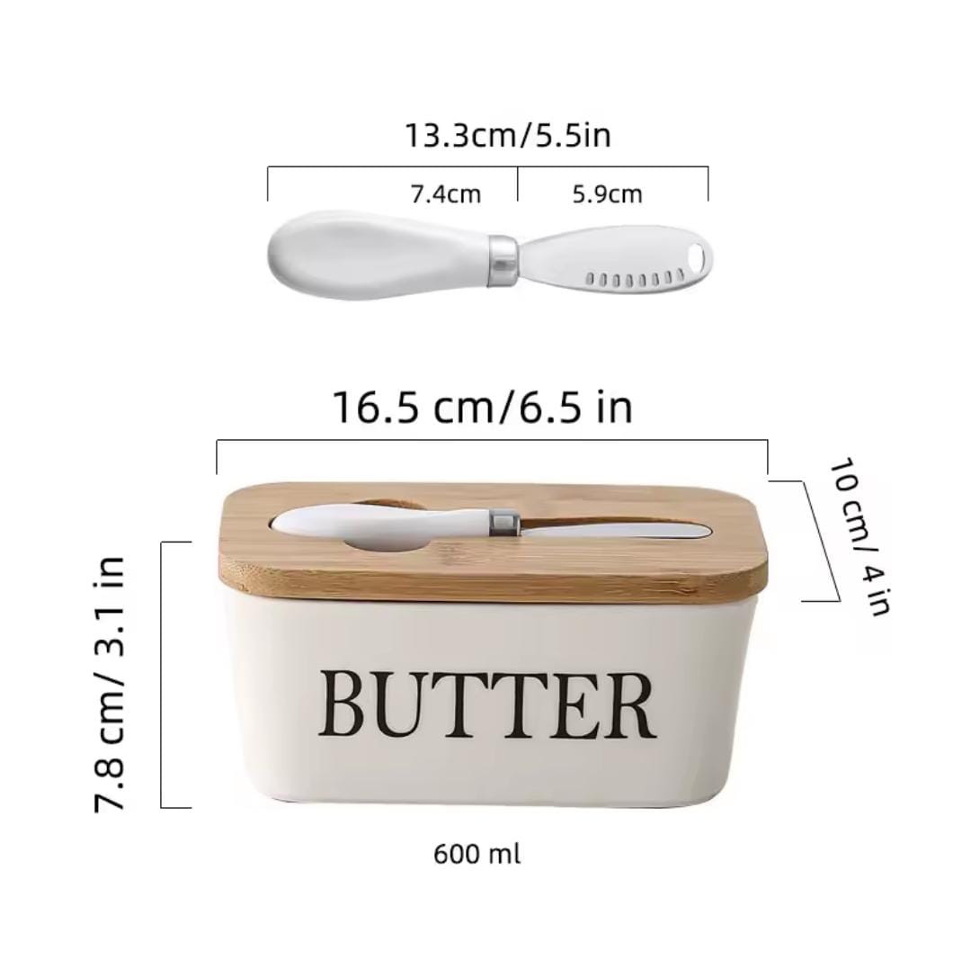 Rectangular Butter Dish – Ceramic & Bamboo Lid in Kenya