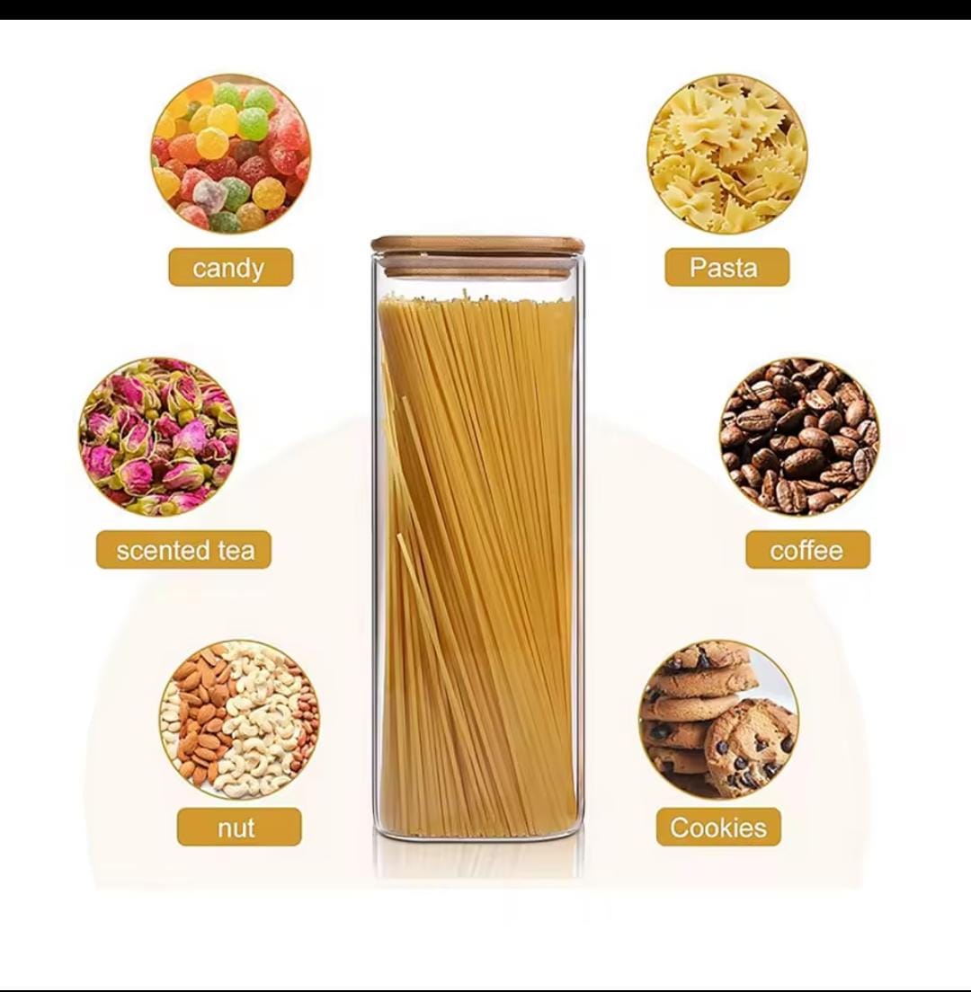 Rectangular shape glass spaghetti jar | - Elegant Households KE