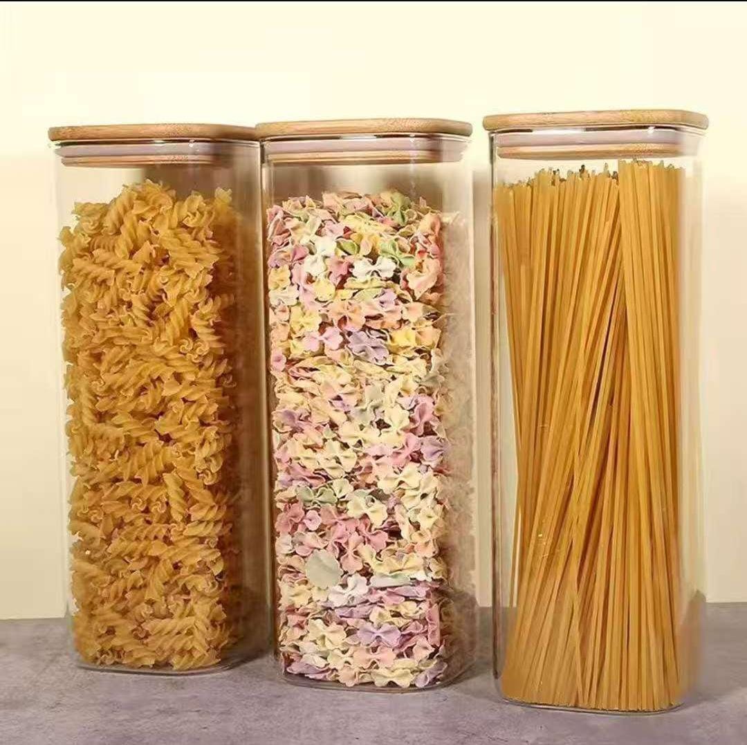 Rectangular shape glass spaghetti jar | - Elegant Households KE