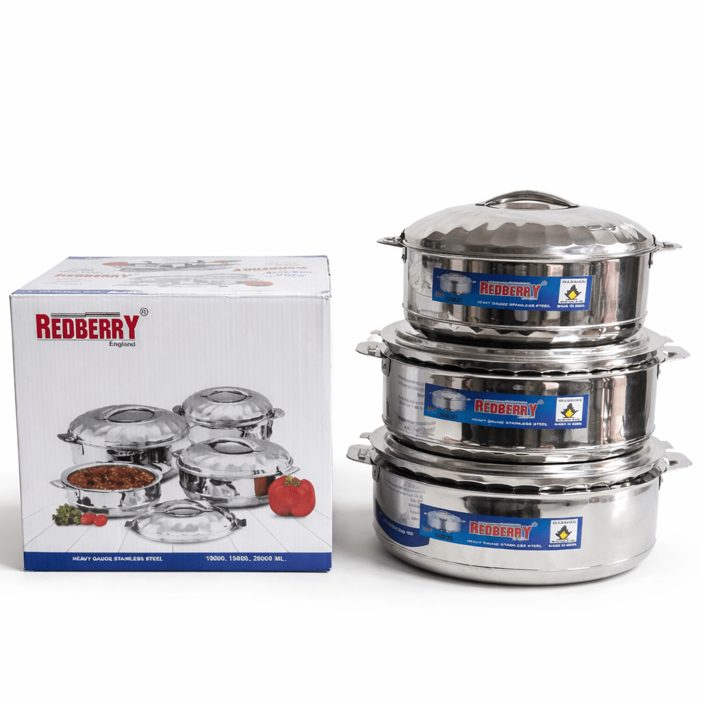 Redberry Hot & Cold Stainless Steel Hot Pot – 3pcs Set | - Elegant Households KE
