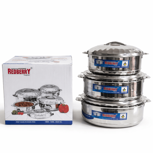 Redberry Hot & Cold Stainless Steel Hot Pot – 3pcs Set | - Elegant Households KE