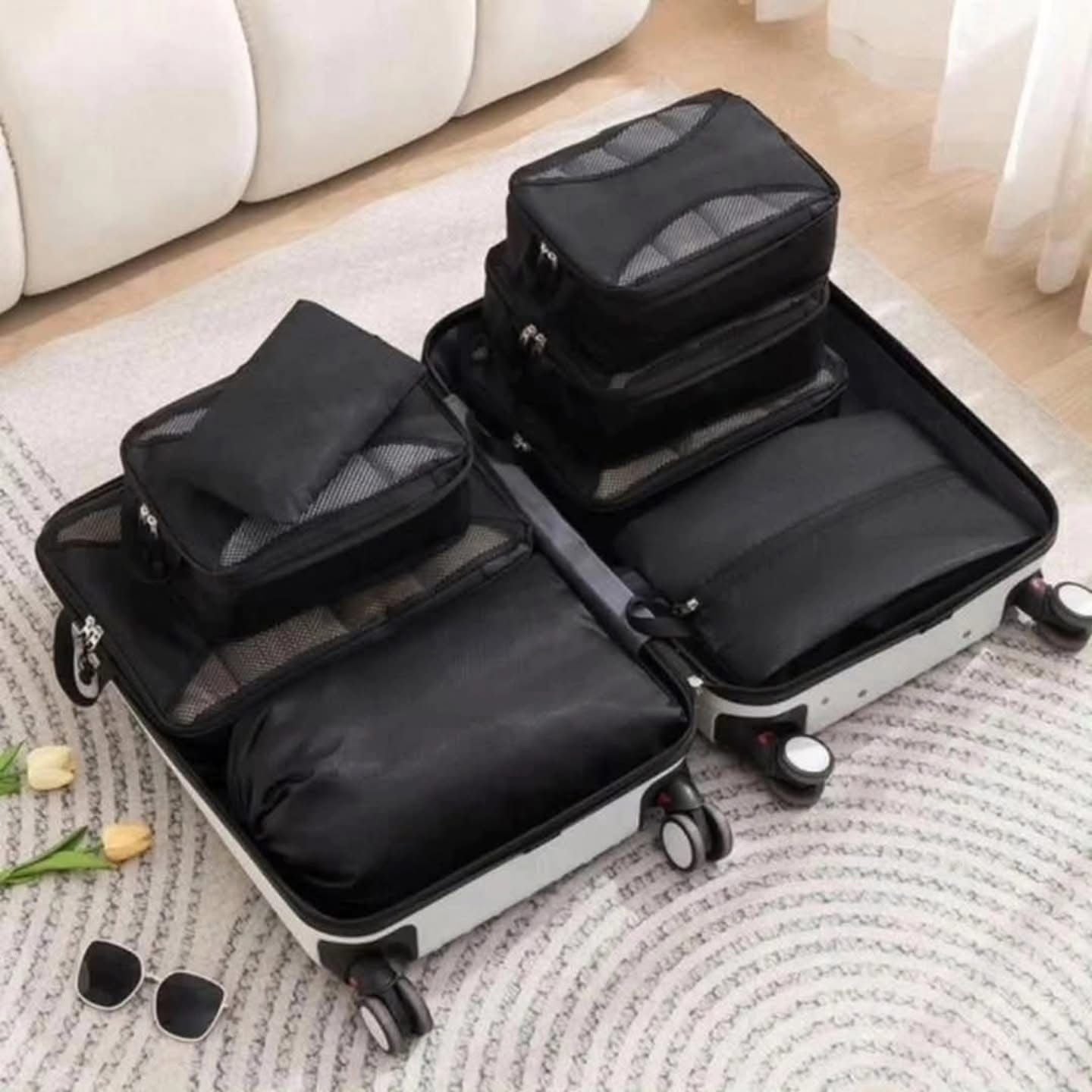 Reduce luggage size with the latest 8pcs Travel Suitcase Compression Cubes | - Elegant Households KE