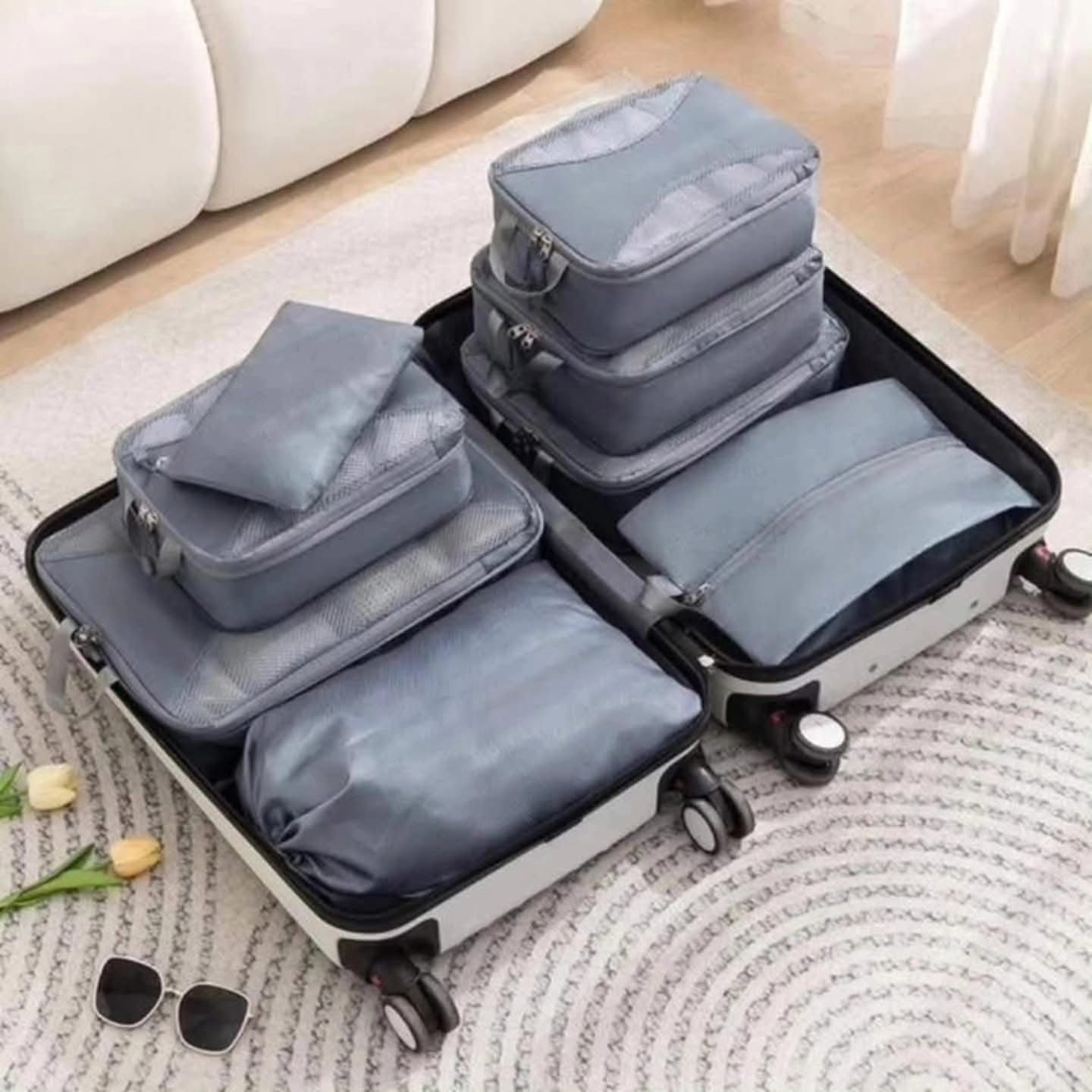 Reduce luggage size with the latest 8pcs Travel Suitcase Compression Cubes | - Elegant Households KE
