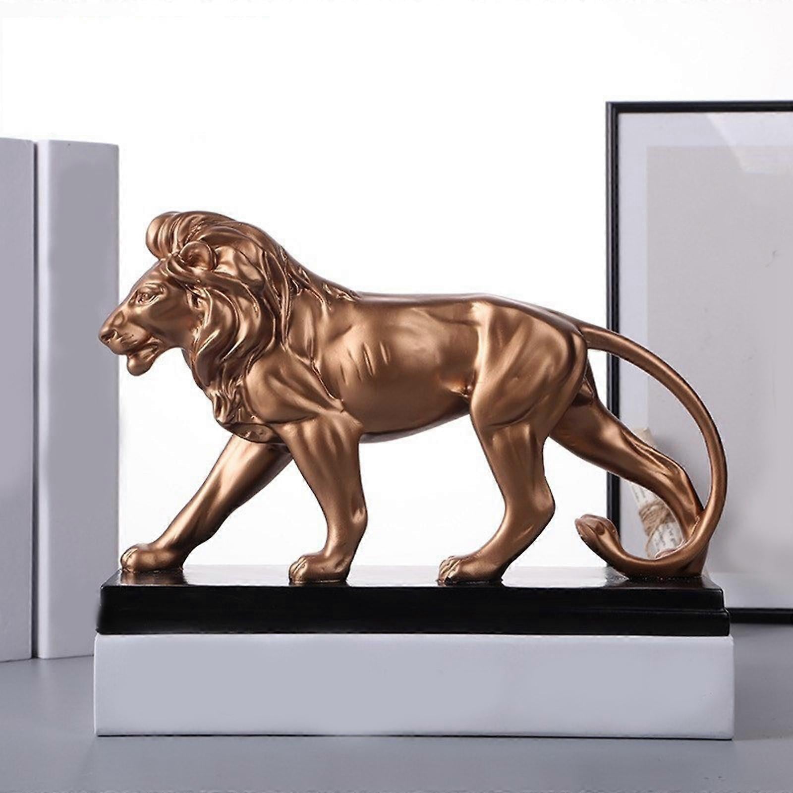 Resin Lion Sculpture – Luxury Bronze Lion Statue for Home & Office Décor | Strength & Leadership Figurine | - Elegant Households KE