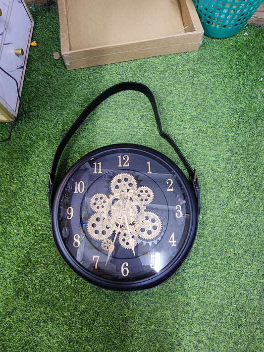 Luxury Clock with Rotating Gears & Hanging Belt