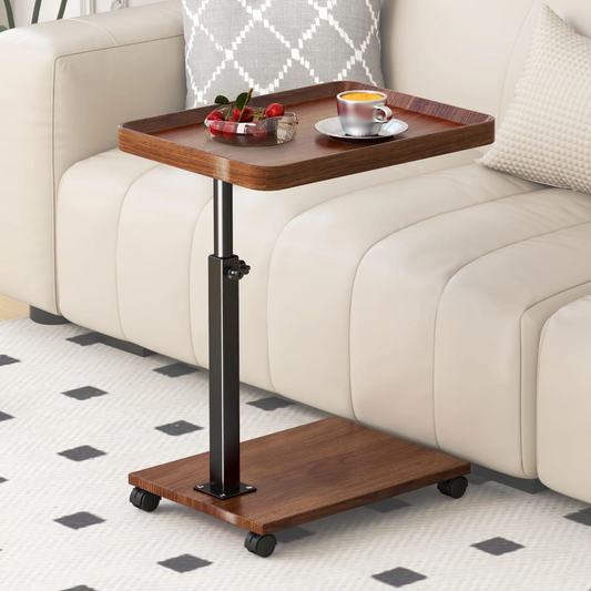 Adjustable Height Couch Side Table with Wheels – Portable Laptop & Snack Table