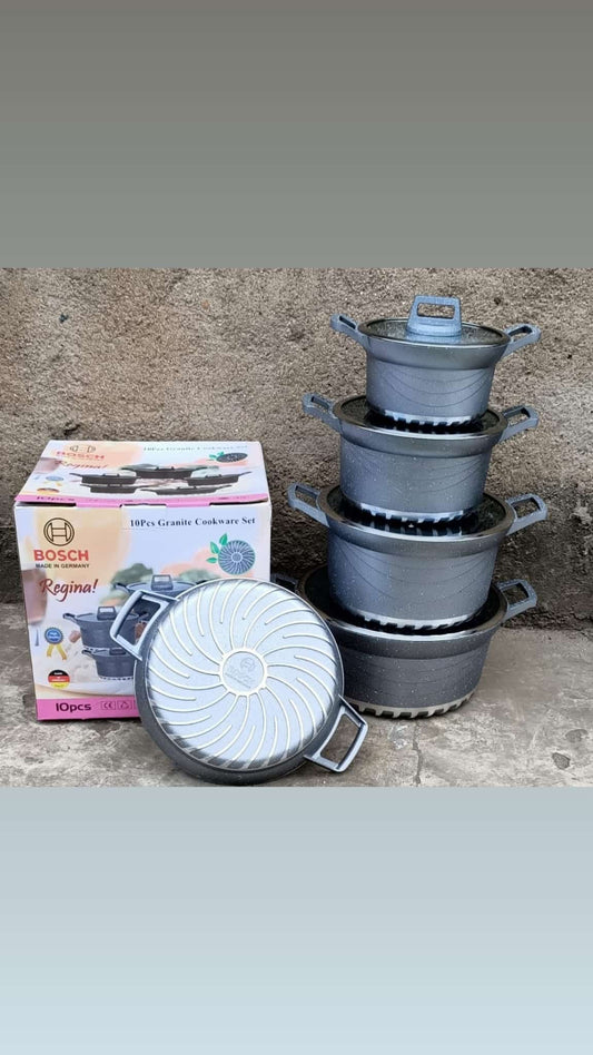 10 pc granite cookware set bosch 
Grey