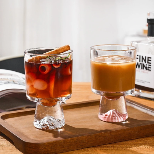 Elegant Mountain Bottom Crystal Glassware – Premium 340ml Glass for Whiskey, Coffee, Juice & Desserts
