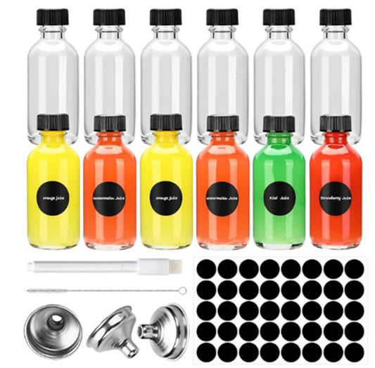 Ginger Shot Glass Bottles 60ml with Lids – Set of 12 Reusable Mini Glass Bottles for Wellness Shots, Immunity Boosters, Juice, Wheatgrass & Turmeric Shots