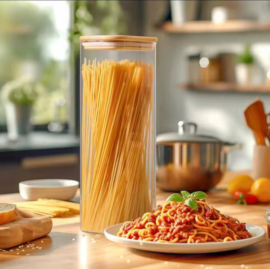 Rectangular shape glass spaghetti jar