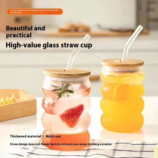 Beehive Pattern Glass Tumbler with Bamboo Lid