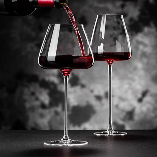 2-pieces Long Stem Wine Glasses – 600ml Elegant Crystal Clear Glassware for Red & White Wine