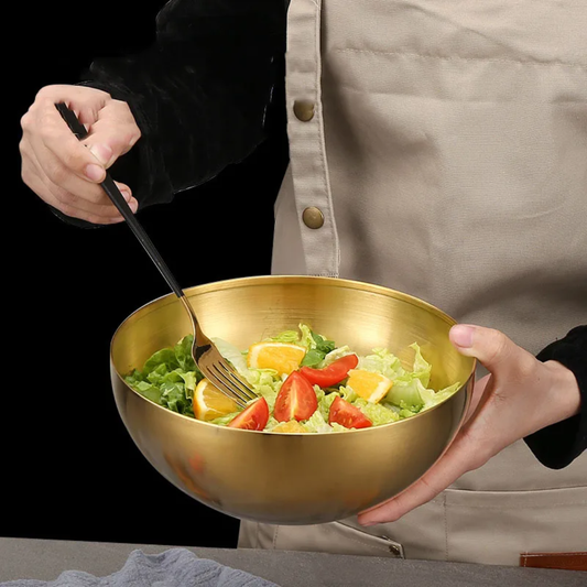 3L Gold Stainless Steel Ramen Bowl – 28cm Large Serving Bowl for Family Meals & Table Décor