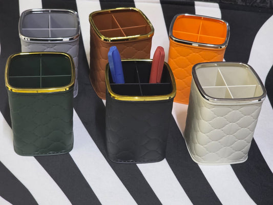 Elegant Quilted Multi-Section Pen Holder