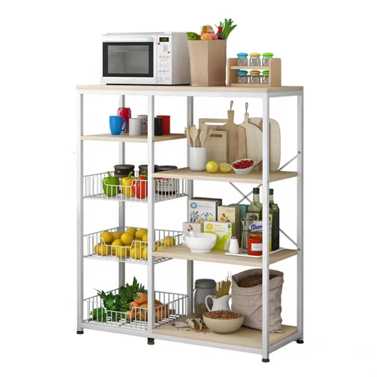 Multipurpose Kitchen & Office Storage Cabinet – 100% Wood and Metal Shelf Rack
