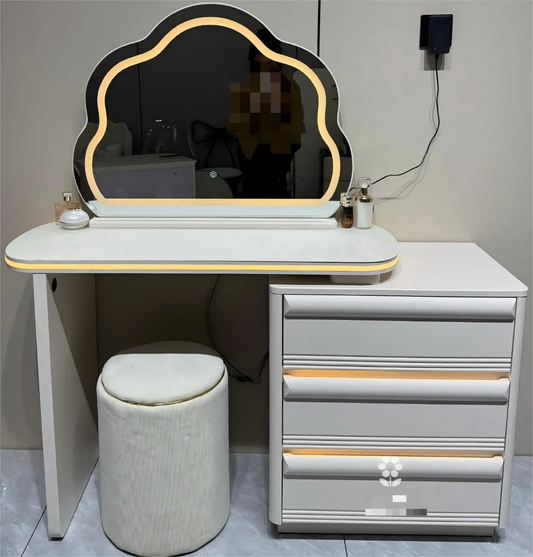 Retractable Dressing Table with LED Light