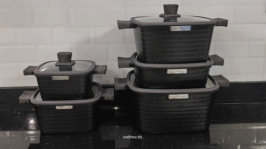 10pcs Granite Cookware Set – Non-Stick, Durable & Elegant in Cream White or Black