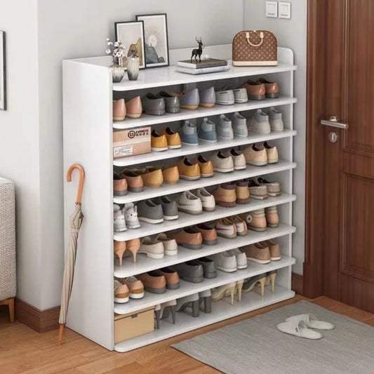Modern Multi-Layer Wooden Shoe Rack – Space-Saving Shoe Organizer for Entryway, Hallway, and Bedroom (Brown/White, 102 x 26 x 120 cm)