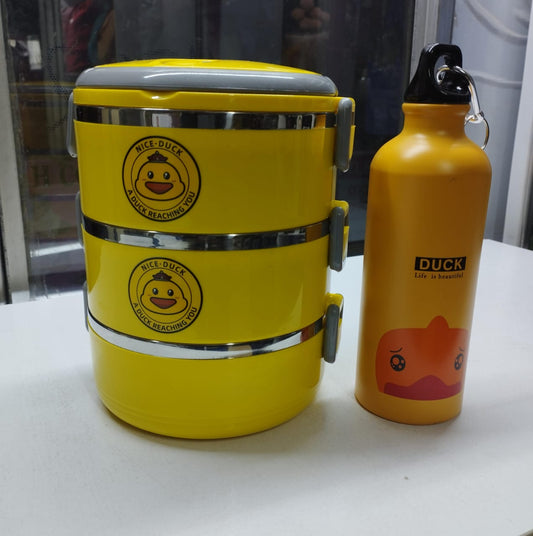 2 in 1 Lunch Box Set with Stainless Steel Bottle