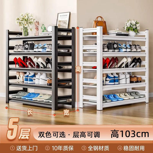 Space saving 5 layer full metallic shoe rack