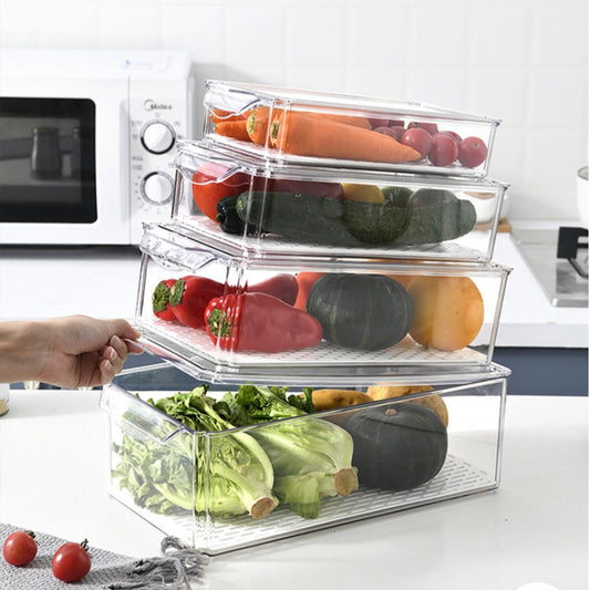 4pcs Big capacity BPA-Free Stackable acrylic Fridge Organizer Bins with Lids