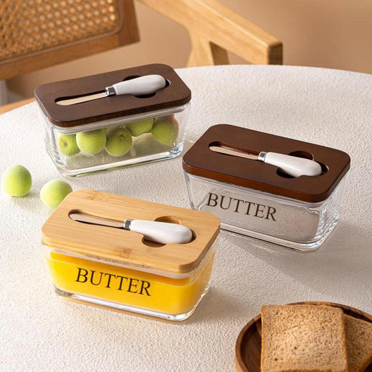 Transparent Glass butter dish