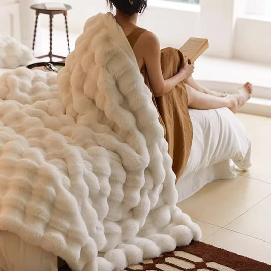 Soft Bubble Winter Throw Blanket Plain