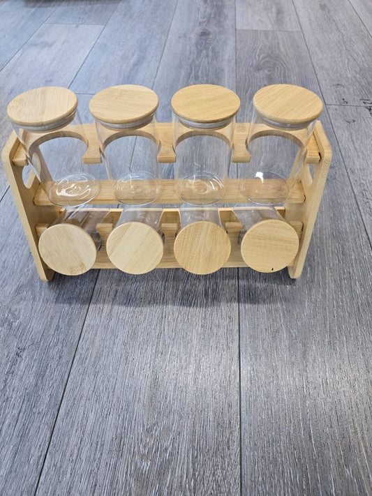 8pcc set spice jars + stand