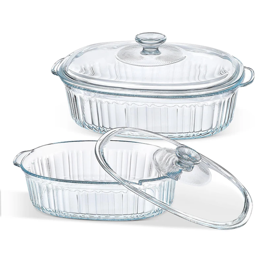 2-Piece Glass Baking Dish Set with Lids
