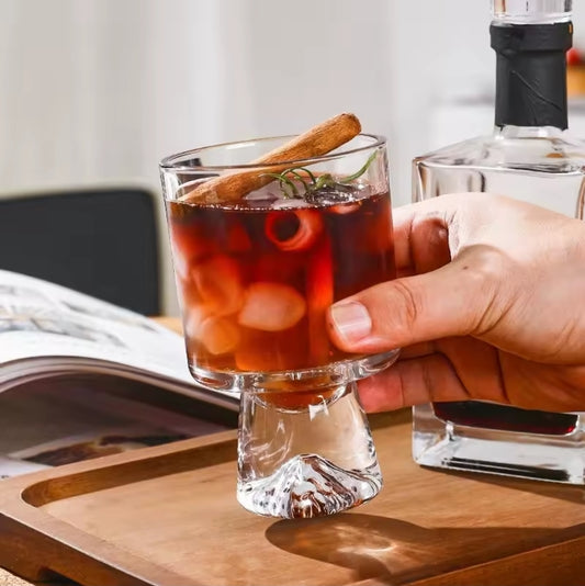 Elegant Mountain Bottom Crystal Glassware – Premium 340ml Glass for Whiskey, Coffee, Juice & Desserts