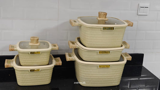 10pcs Granite Cookware Set – Non-Stick, Durable & Elegant in Cream White or Black