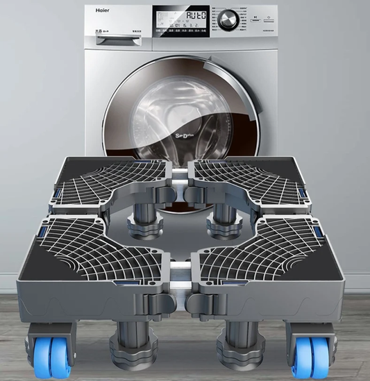 Heavy-Duty Adjustable Washing Machine & Fridge Stand with Wheels