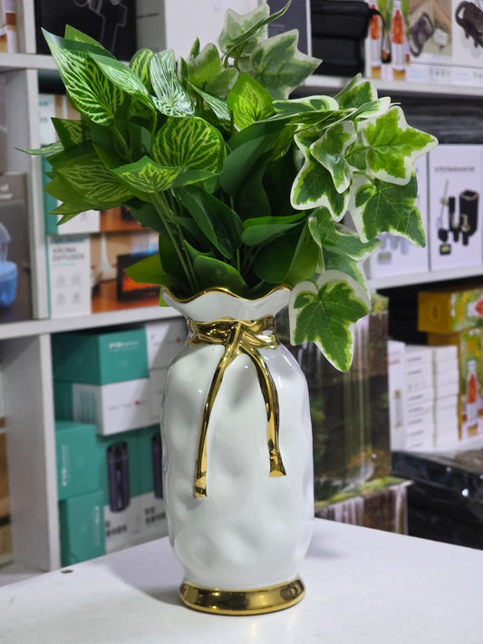 Luxury Decorative Ceramic Vase with Gold Detailing