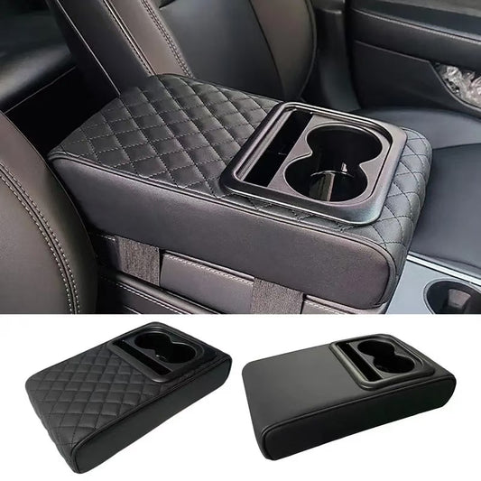 Auto center console armrest cushion with 2 cups holder