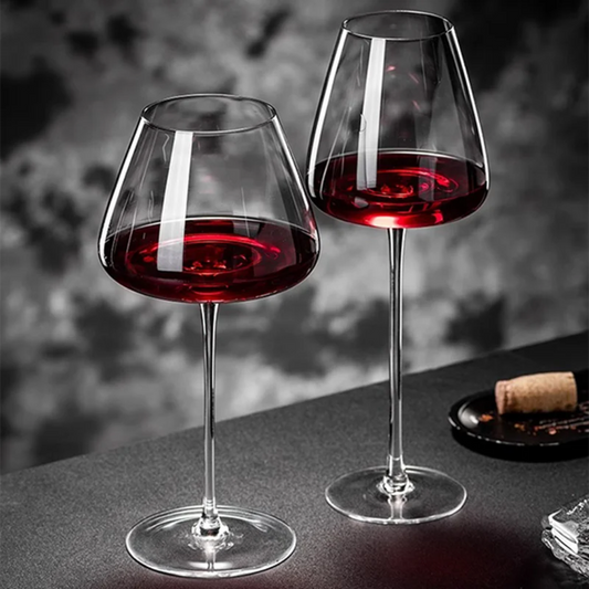 2-pieces Long Stem Wine Glasses – 600ml Elegant Crystal Clear Glassware for Red & White Wine