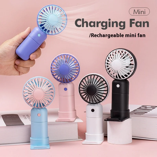RECHARGEABLE PORTABLE HANDHELD FAN WITH STAND BASE