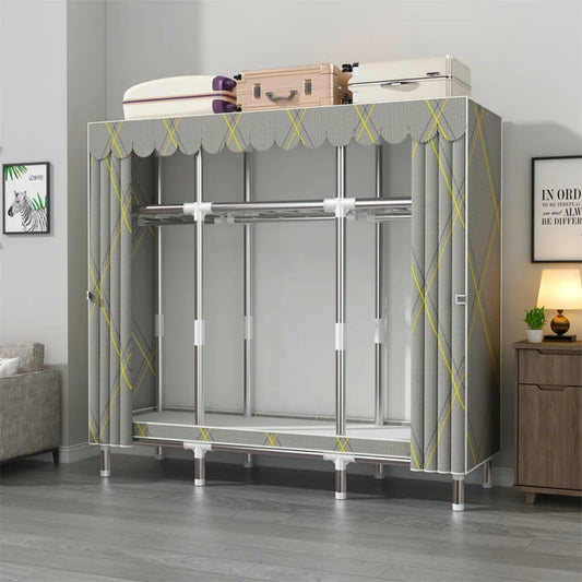Heavy Duty Metallic Portable Wardrobe – Dustproof, Sturdy & Easy to Assemble Clothes Storage Organizer