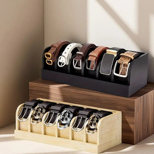 Premium Bamboo Belt Organizer | Eco-Friendly Belt & Accessory Storage Box