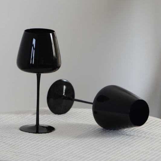 2-Piece Premium Black Wine Glasses – Long Stem Luxury Glassware