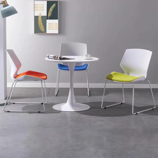 Wooden Top Round Table with Metal Base