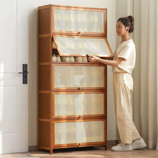 11-Layer Multifunctional Shoe Rack – Wooden Storage Shelf & Bookshelf Organizer