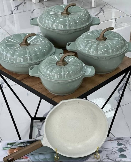 9PCS USFE Pumpkin Granite Cookware Set – Durable Scratch-Resistant Sufuria & Pan Set