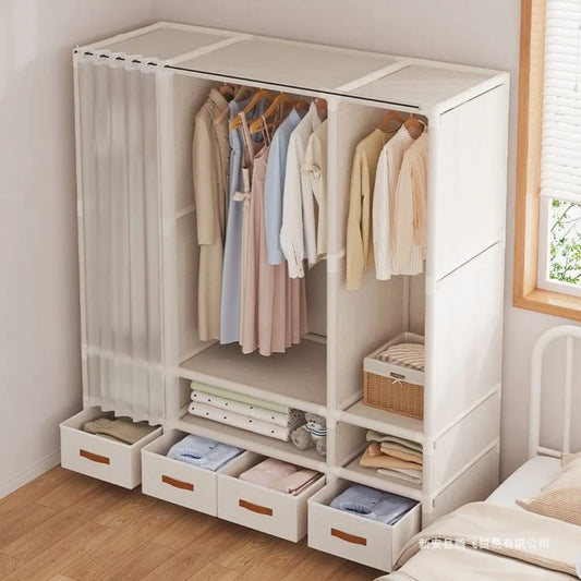 Elegant Heavy Duty Metallic Wardrobe – Durable, Spacious Clothes & Shoe Storage Organizer