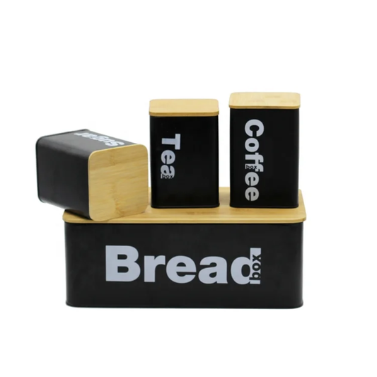 New Design Bread Bin with Three Canister Set
