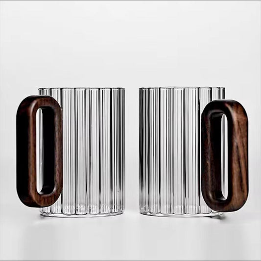 Stylish Heat Resistant Borosilicate Ribbed Glass Mug