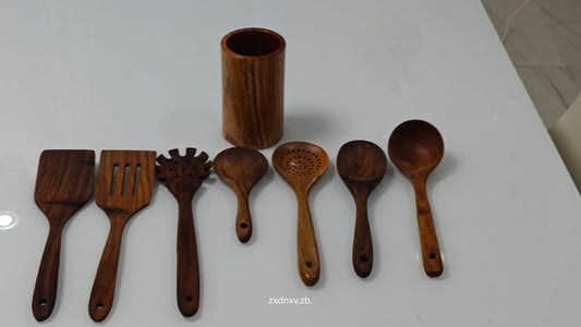 Durable 8pcs Wooden Cooking Cutlery Set