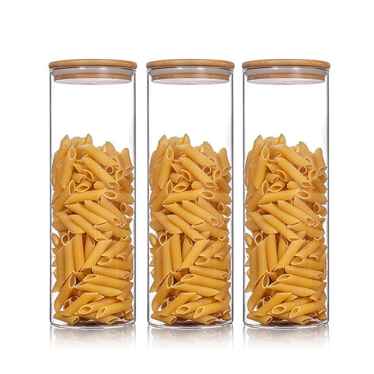 Kitchen Storage Glass Jar with Bamboo lid Glass container
